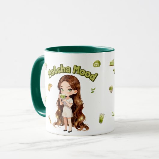 Matcha Mood Aesthetic Design Cute Green Tea Vibes マグカップ (正面左)