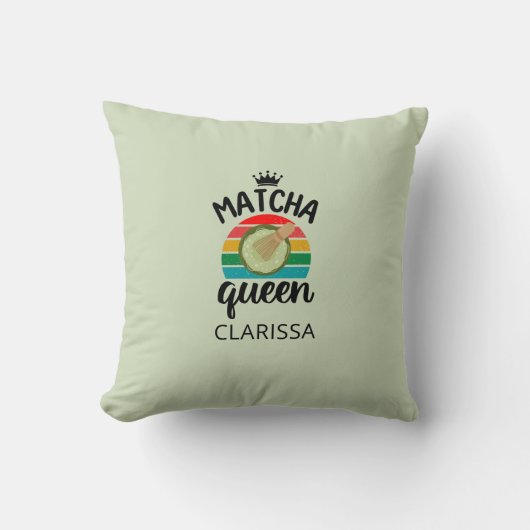 Matcha queen rétro vintage sunset prénom クッション (正面)