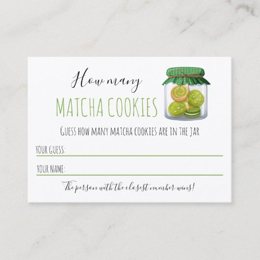 Matcha Theme Party Game Guessing Card プレイスカード (正面)