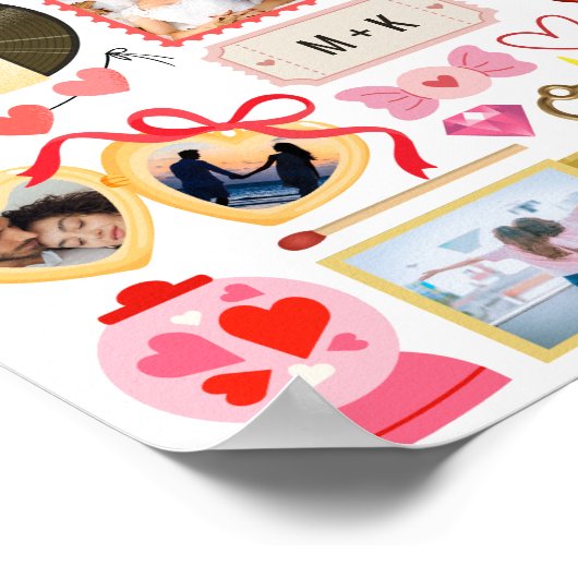 Matchbox Photo Collage Perfect Match Couple Retro ポスター (角)