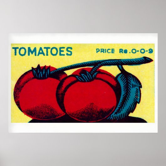 Matchbox Wall Art Vintage Indian Tomato Label ポスター (正面)