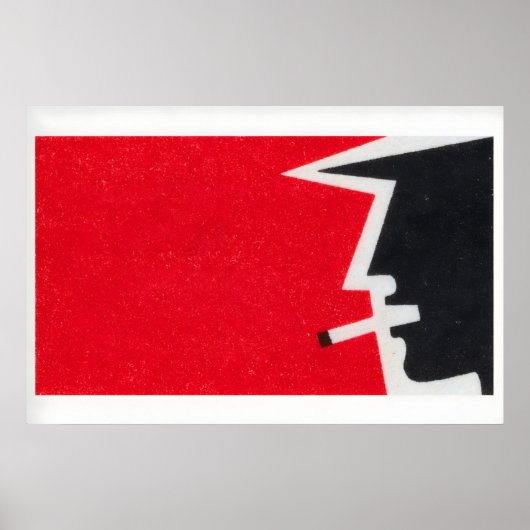 Matchbox Wall Art Vintage Man Smoking Cigarette ポスター (正面)