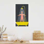 Matchbox Wall Art Vintage Shower Scene - Mid ポスター (キッチン)