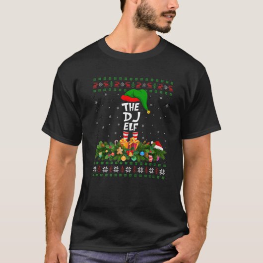 Matching おもしろい Family Ugly The DJ小妖精や小人Christmas Tシャツ (正面)