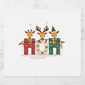 Matching Christmas Santa Hat Ho Ho Ho Giraffe Anim スパークリングワインラベル (シングルラベル)