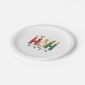 Matching Christmas Santa Hat Ho Ho Ho Giraffe Anim ペーパープレート (アングル)