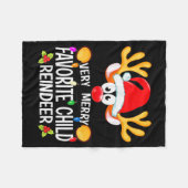 Matching Christmas Very Merry Favorite Child Reind フリースブランケット (正面(横))