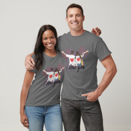 Matching Couple T-Shirts – I Love You Design Tシャツ