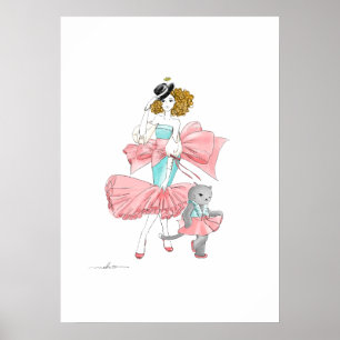 Matching Dresses Fashion Illustration ポスター