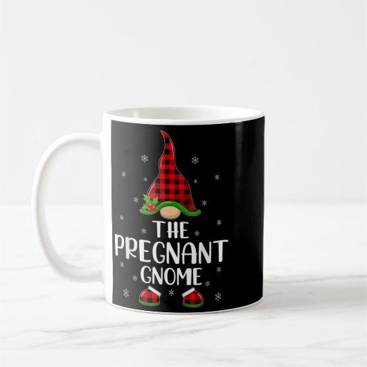 Matching Family Buffalo Plaid The Pregnant Gnome C コーヒーマグカップ (左)