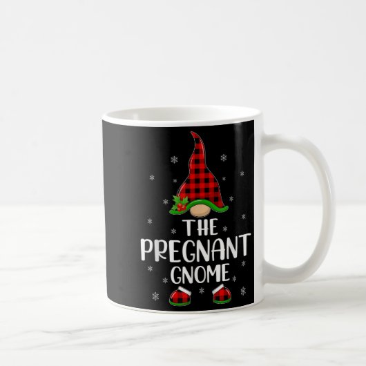 Matching Family Buffalo Plaid The Pregnant Gnome C コーヒーマグカップ (右)