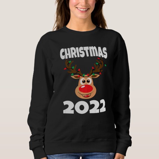Matching Family Christmas 2022 Cute Reindeer Holid スウェットシャツ (正面)
