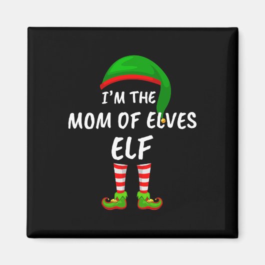 Matching Family Funny I'm The Mom Of Elves Elf Chr マグネット (正面)