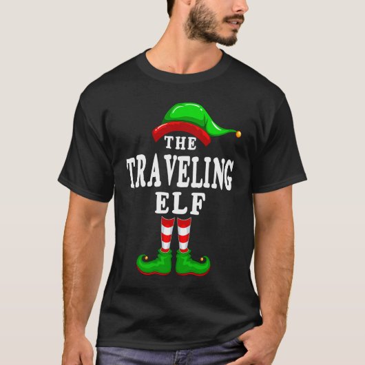 Matching Family Group Christmas The Traveling Elf Tシャツ (正面)