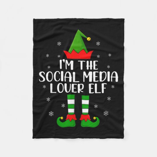 Matching Family I'm The Social Media Lover Elf Chr フリースブランケット (正面)