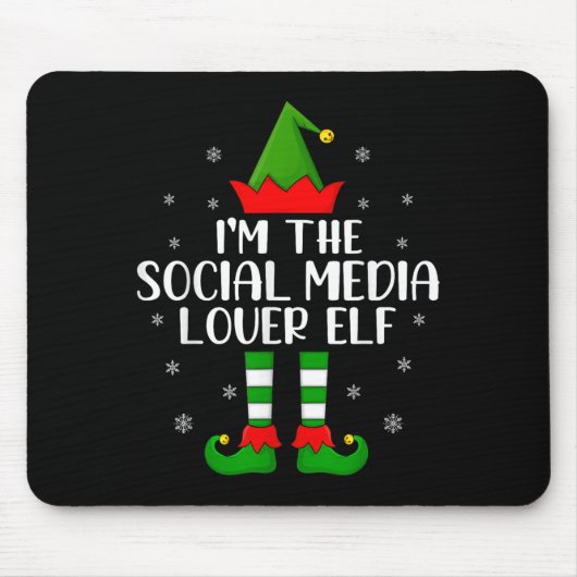 Matching Family I'm The Social Media Lover Elf Chr マウスパッド (正面)