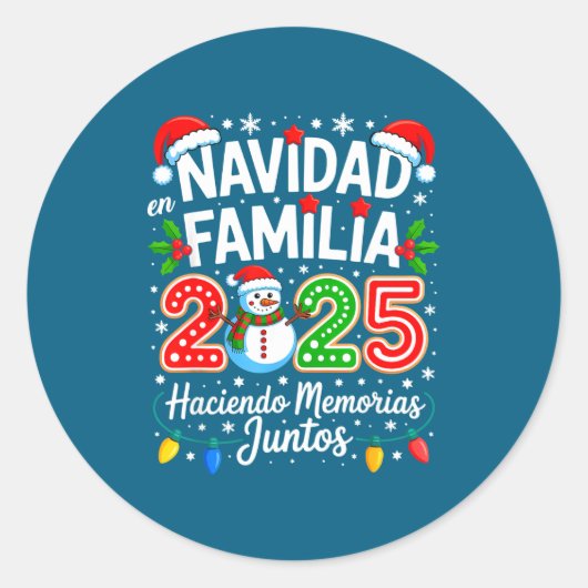 Matching Family Pajamas Navidad En Familia Christm ラウンドシール (正面)