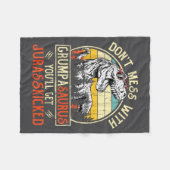 Matching Family Saurus T-rex Dinosaur Don't Mess W フリースブランケット (正面(横))