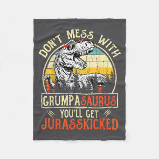 Matching Family Saurus T-rex Dinosaur Don't Mess W フリースブランケット