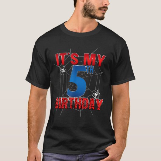 Matching Family Spider Web Its My 5誕生日Boy Tシャツ (正面)