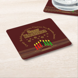 Matching Happy Kwanzaa Seven Principle スクエアペーパーコースター
