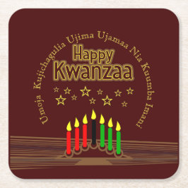 Matching Happy Kwanzaa Seven Principle スクエアペーパーコースター