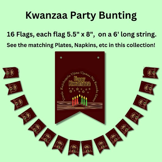 Matching Happy Kwanzaa Seven Principle バンティングフラッグ