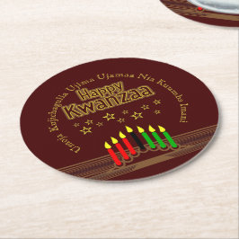 Matching Happy Kwanzaa Seven Principle ラウンドペーパーコースター