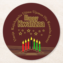 Matching Happy Kwanzaa Seven Principle ラウンドペーパーコースター