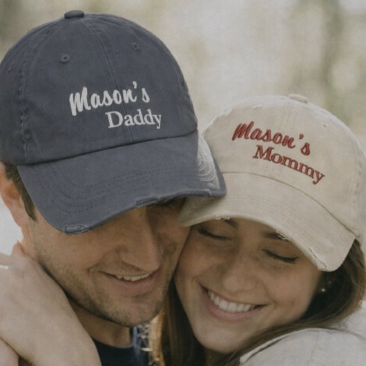 Matching Mommy Daddy embroidered caps set 刺繍入りキャップ