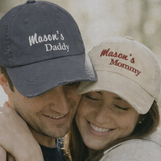 Matching Mommy Daddy embroidered caps set 刺繍入りキャップ