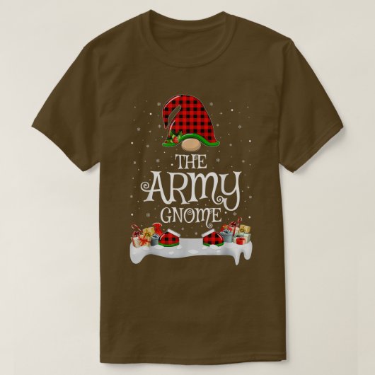 Matching Red Buffalo Plaid The Army Gnome Christma Tシャツ (デザイン正面)