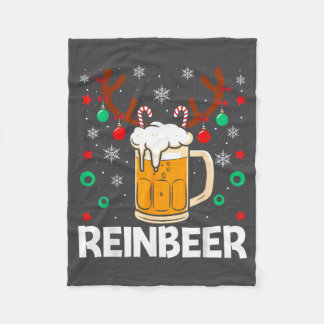 Matching Reinbeer Couples Beer WineDeer Wine Laugh フリースブランケット