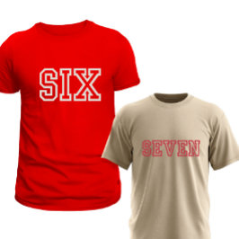 Matching Six and Seven Font Based Couple T-Shirt Tシャツ