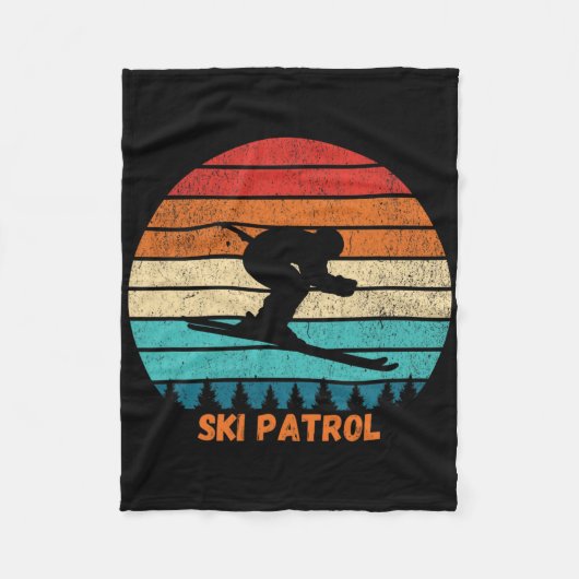 Matching Ski Patrol Ski Resort Winter Skiing Sunse フリースブランケット (正面)
