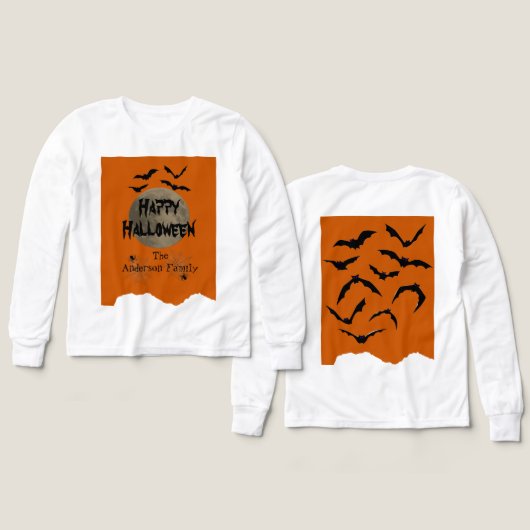 Matching Spooky Bats Modern Happy Halloween Kids (デザイン 正面＆背面)