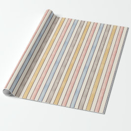 Matching, Subdued Pink, Yellow and Blue Stripes  ラッピングペーパー
