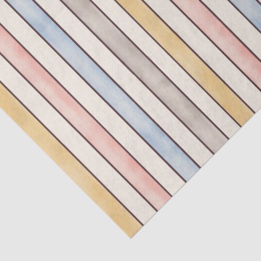 Matching, Subdued Pink, Yellow and Blue Stripes  薄葉紙 (詳細)