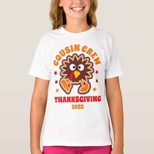 Matching Thanksgivingいとこのクルー・トルコ Tシャツ (正面)