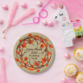 Matching Thanksgiving Autumn 7"の名前を追加 ペーパープレート (パーティー)