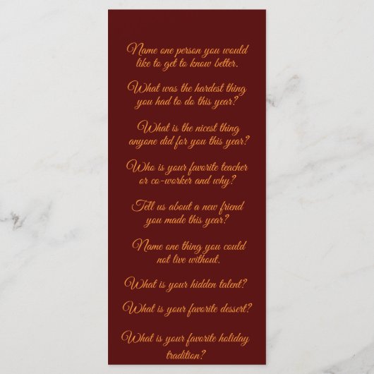 Matching Thanksgiving Leaf Conversation Starter メニュー (裏面)