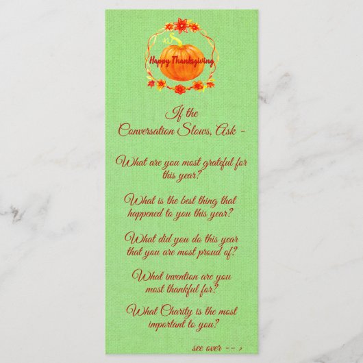 Matching Thanksgiving Pumpkin Conversation Starter メニュー (正面)
