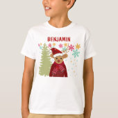 Matching Trendy Cute Red Nose Reindeer Christmas Tシャツ (正面)