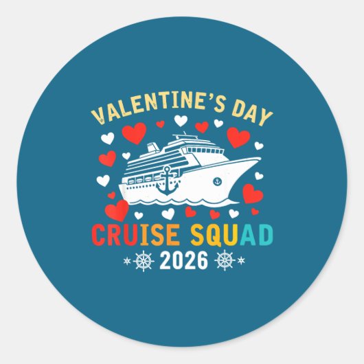 Matching Valentines Cruise Squad 2026 Cruise Ship  ラウンドシール (正面)