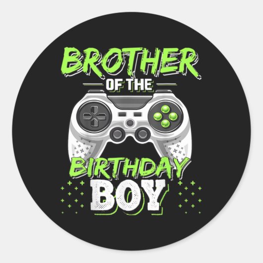 Matching Video Game Birthday Brother Of The Birthd ラウンドシール (正面)