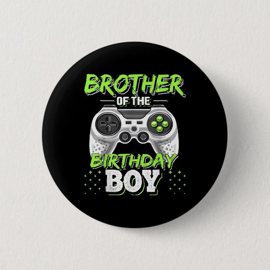 Matching Video Game Birthday Brother Of The Birthd 缶バッジ (正面)