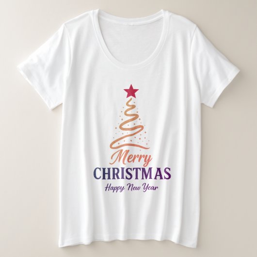 Matching Xmas Tree Shirt & 2-in-1 Xmas Message Gif プラスサイズTシャツ (デザイン正面)