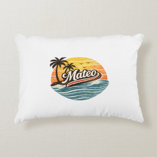 Mateo レトロサンセット 名前デザイン アクセントクッション (正面)