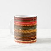 Material Textile Stripes Red Orange and Green コーヒーマグカップ (正面左)