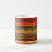 Material Textile Stripes Red Orange and Green コーヒーマグカップ (中央)